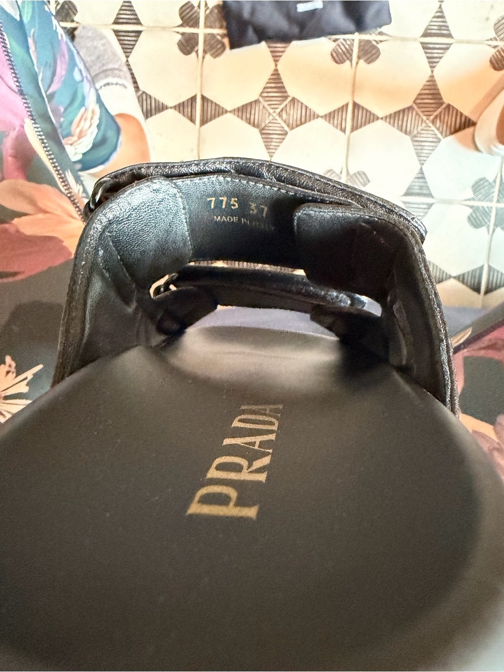 Prada Black Quilted Leather Double-Strap Slide Sandals Platform size 37 - Picture 7 of 16